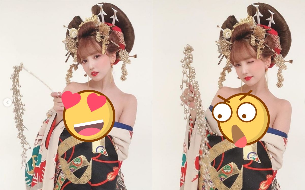 ▲三上悠亞穿上「低胸版」的花魁服飾。（圖／翻攝IG） 