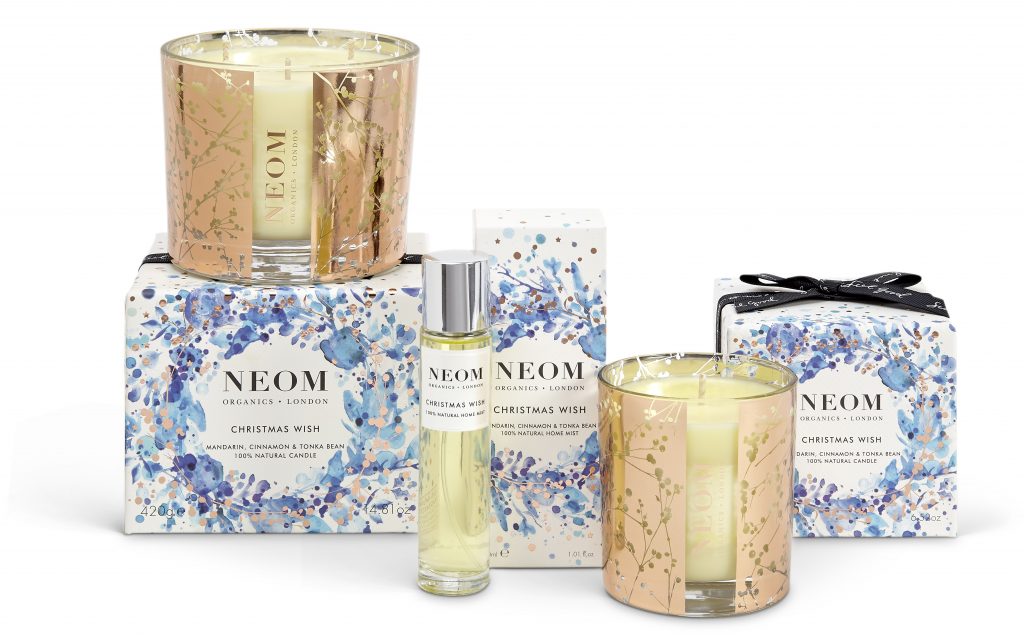 ▲NEOM 2019 聖誕祈願香氛系列 豪華蠟燭 420g NT$2,300、標準蠟燭 185g NT$1,600、室內噴霧 30ml NT$750 。（圖／NEOM）