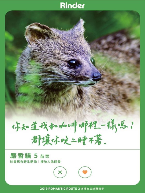 台三線藝術季幫保育動物「徵友」　創意貼文網驚豔：超會撩！