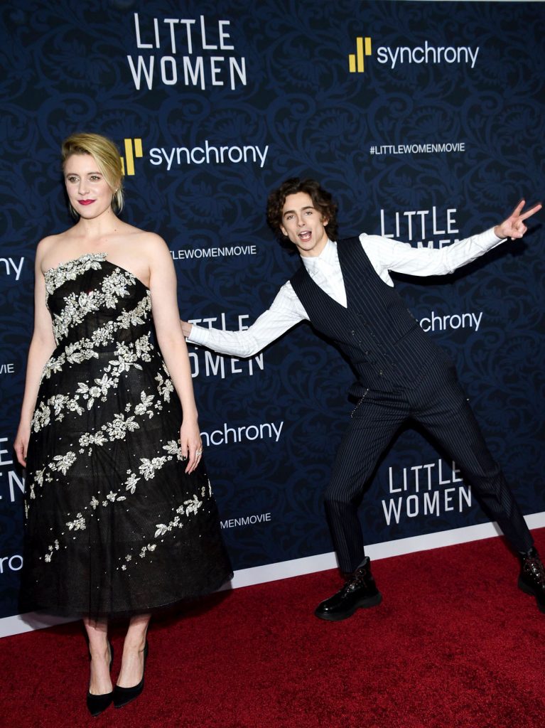 Mandatory Credit: Photo by Evan Agostini/Invision/AP/Shutterstock (10494469t)<br />Greta Gerwig, Timothee Chalamet. Director Greta Gerwig, left, and actor Timothee Chalamet attend the premiere of “Little Women” at the Museum of Modern Art, in New York<br />NY Premiere of “Little Women”, New York, USA – 07 Dec 2019