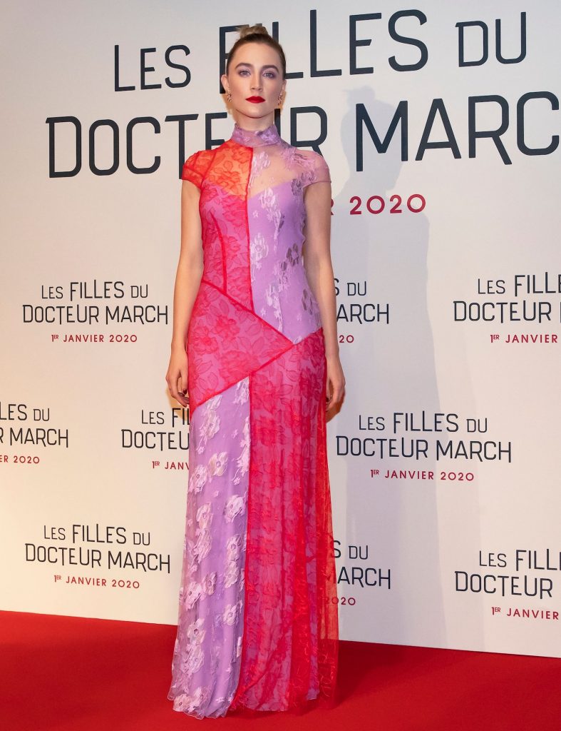 Mandatory Credit: Photo by IAN LANGSDON/EPA-EFE/Shutterstock (10504367a)<br />Saoirse Ronan poses during the premiere of ‘Les Filles du Docteur March’ (Little Women) by US director Greta Gerwig, in Paris, France, 12 December 2019. The film will be release 01 January 2020.<br />Little Women premiere in Paris, France – 12 Dec 2019