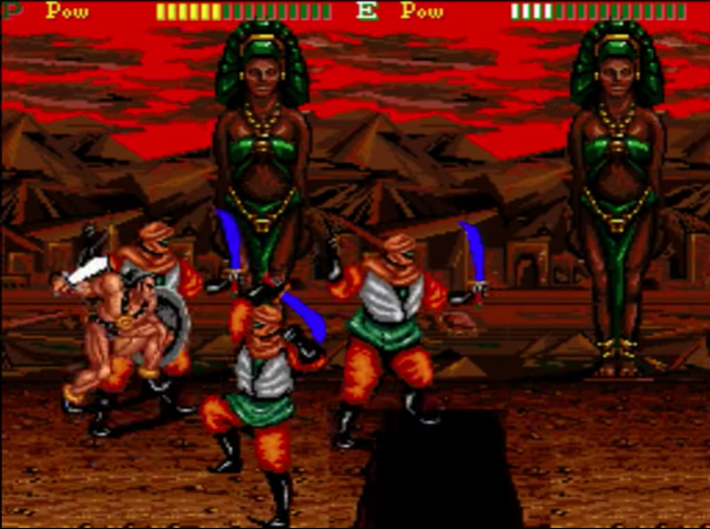 到了最後一關，關卡背景突然變成古埃及，玩家要忙於對付一群靈活的胖子。