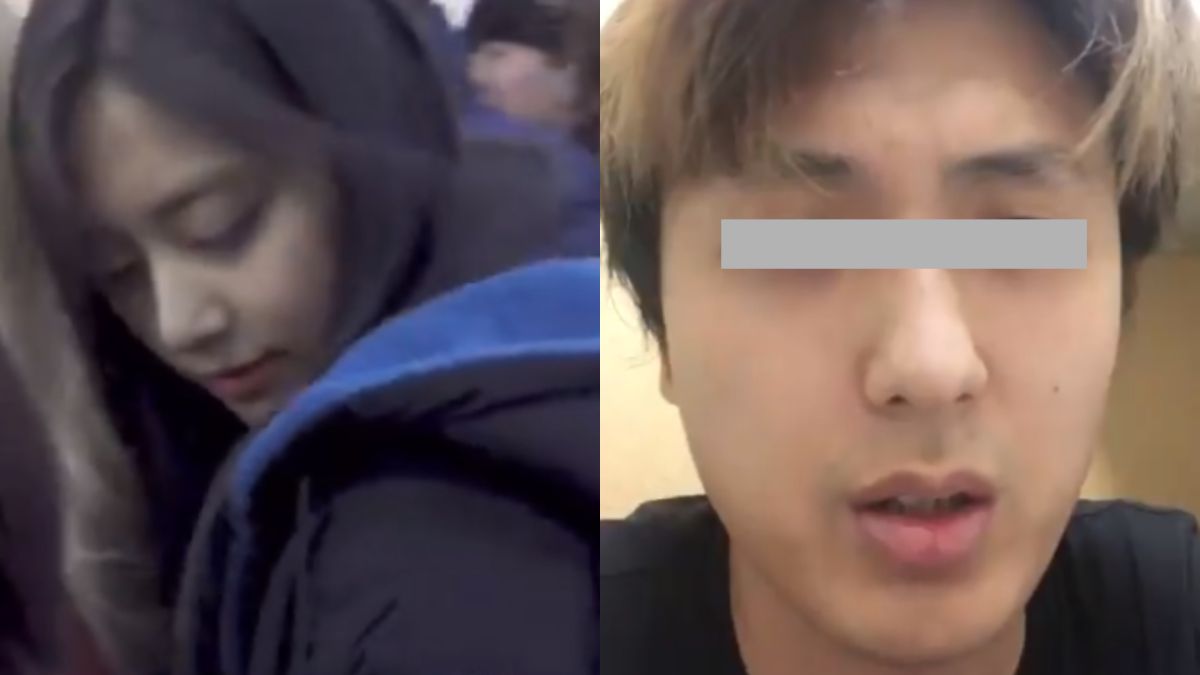 ▲子瑜在機場被狂粉觸摸肩膀，當事人李姓大陸粉絲拍影片道歉。（圖／推特）