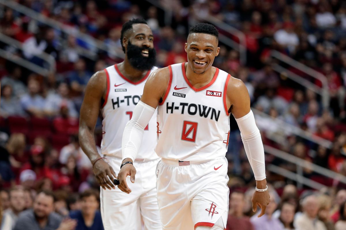 ▲火箭「哈威連線」James Harden(左)、Russell Westbrook。（圖／美聯社／達志影像）