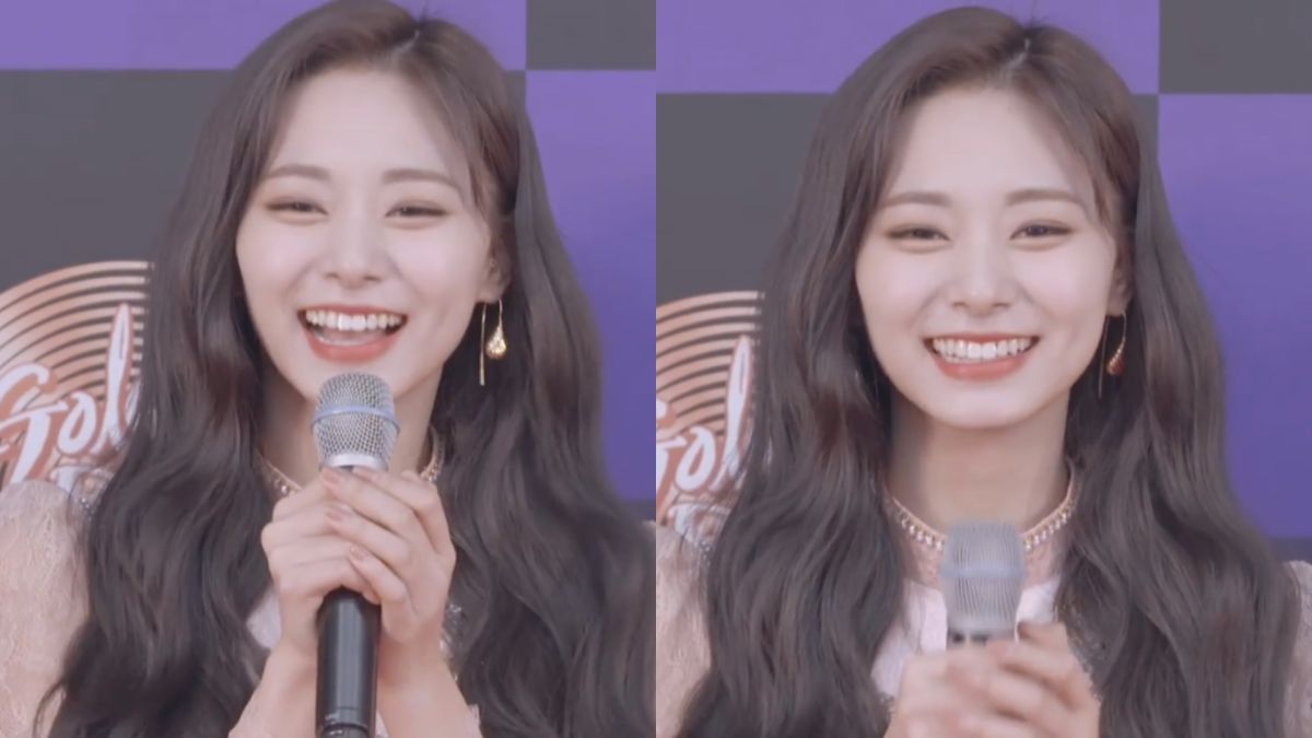 ▲子瑜4日隨TWICE成員出席頒獎典禮，受訪時笑得花枝亂顫。（圖／vlive）