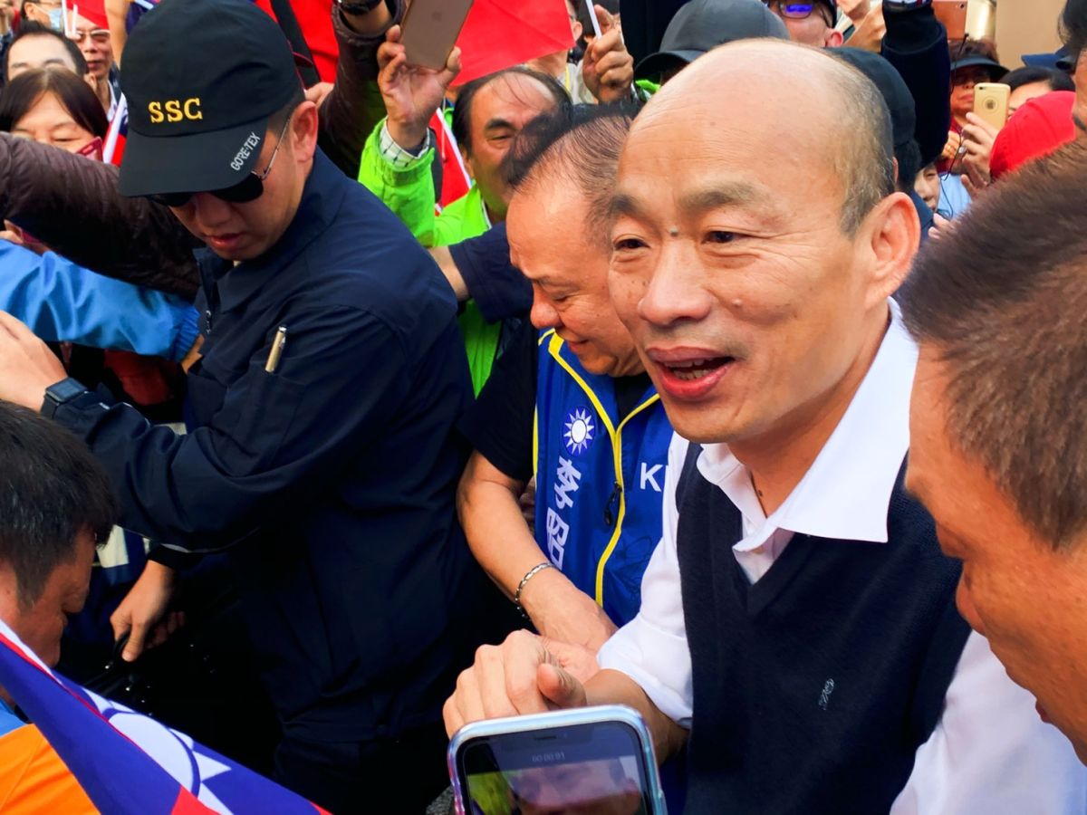 ▲國民黨總統候選人韓國瑜今（5）日在選前的超級星期天參與板橋立委候選人柯志恩與林國春的造勢活動。（圖／記者宋原彰攝，2020.01.05）