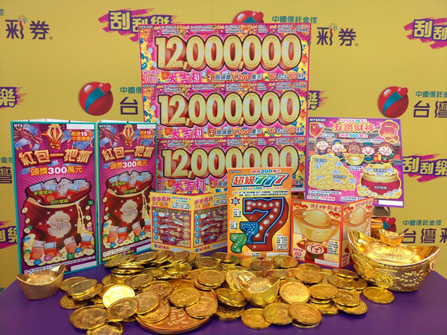 台灣彩券公司一口氣推出6款刮刮樂新品，總獎金逾68億元，其中頭獎最高有3個1200萬元。（圖／台灣彩券公司提供）