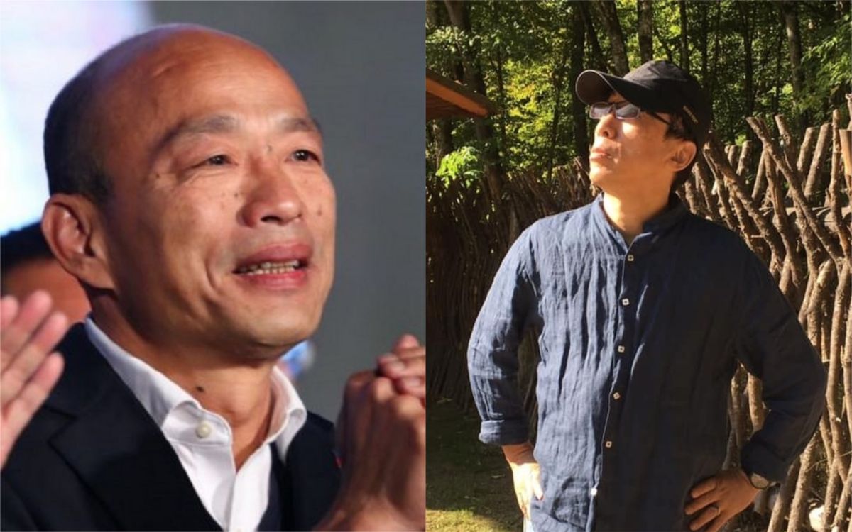 ▲ 苦苓（右）發文痛斥高雄市長韓國瑜（左）。（圖／翻攝臉書、中央社記者王騰毅攝） 