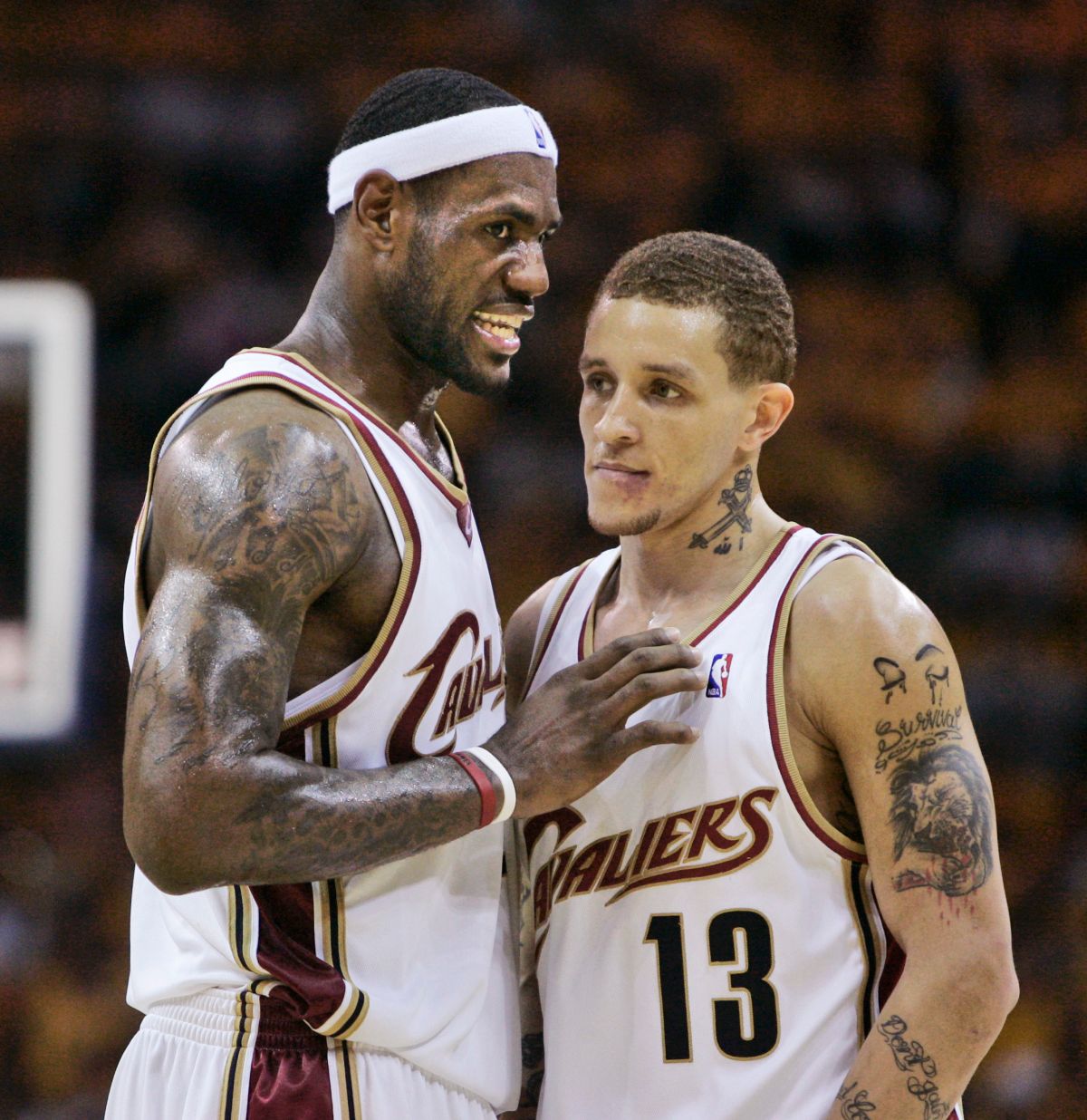 ▲騎士時期的LeBron James（左）、Delonte West。（圖／美聯社／達志影像）
