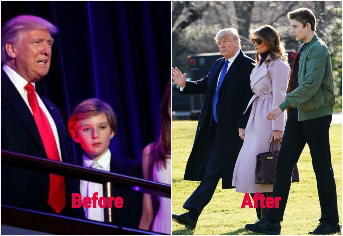 ▲川普的小兒子拜倫，時隔三年再次出現在大眾視野時，已經長得比川普還高了。（圖／翻攝自推特）