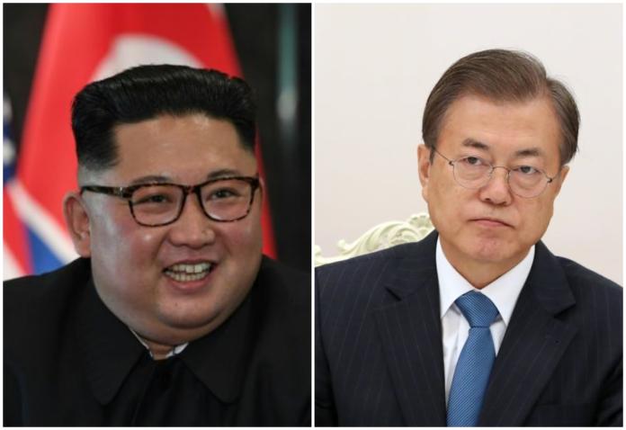 ▲北韓領導人金正恩（左）和南韓總統文在寅（右）。（圖／美聯社／達志影像／韓國媒體）