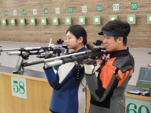 193069 混雙10公尺空氣步槍選手林穎欣、呂紹全準備首次參加奧運。(圖/黃建霖攝)