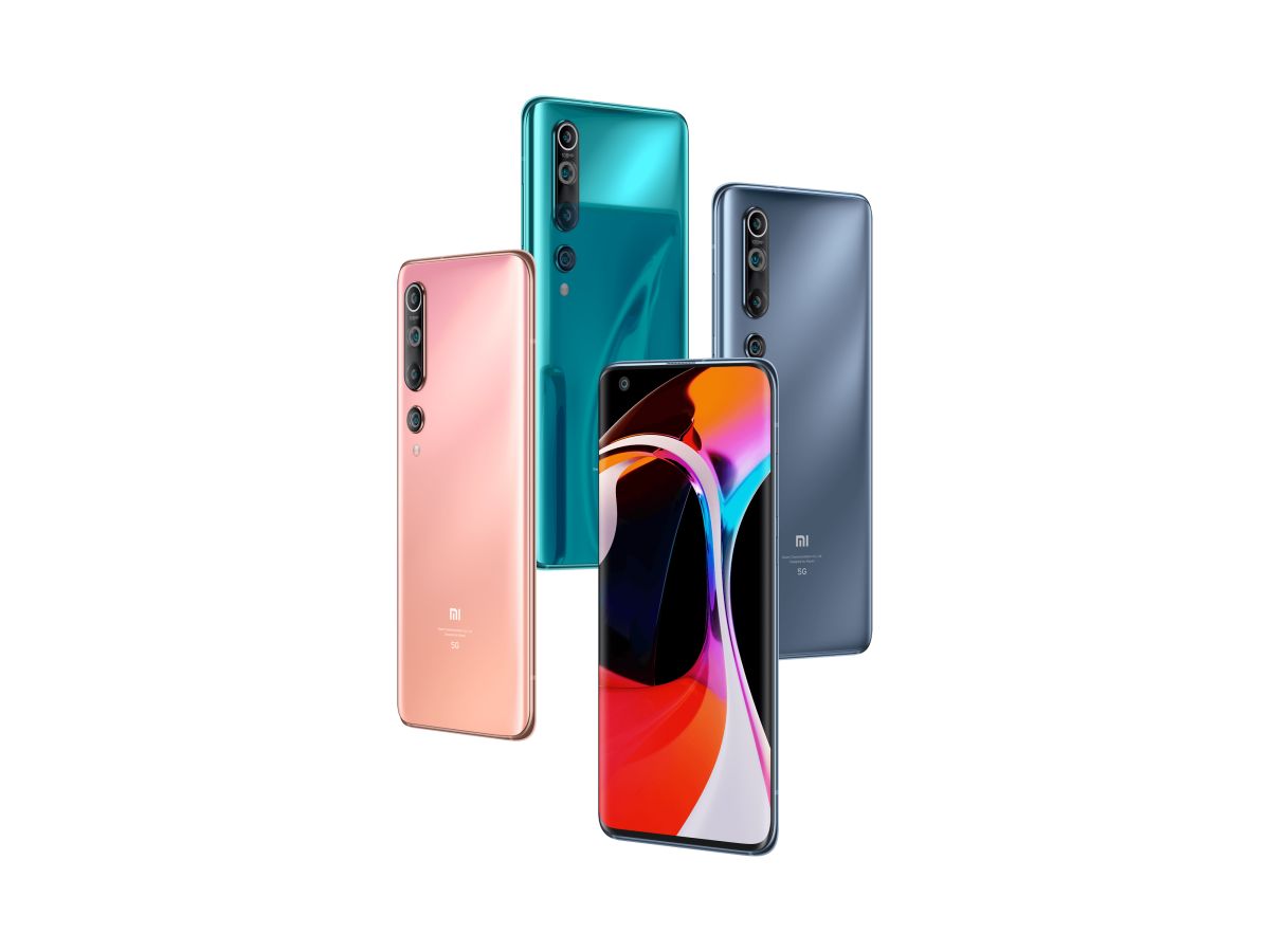 ▲小米10全色系，有鈦銀黑、冰海藍、蜜桃金三種配色。（小米提供）