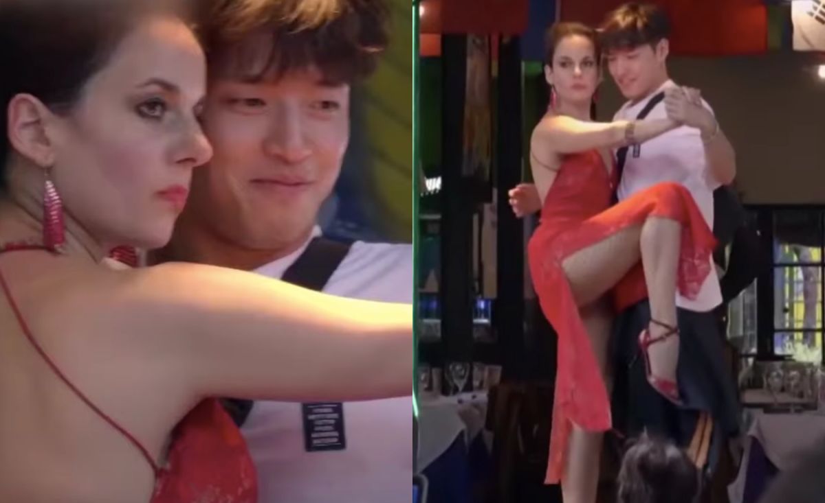 ▲姜河那緊貼正妹舞者超害羞。（圖／愛奇藝台灣）