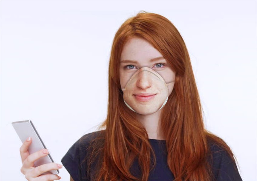 ▲美國女設計師提出能通過臉部辨識的口罩概念。（圖／翻攝 Face ID Masks 網站）