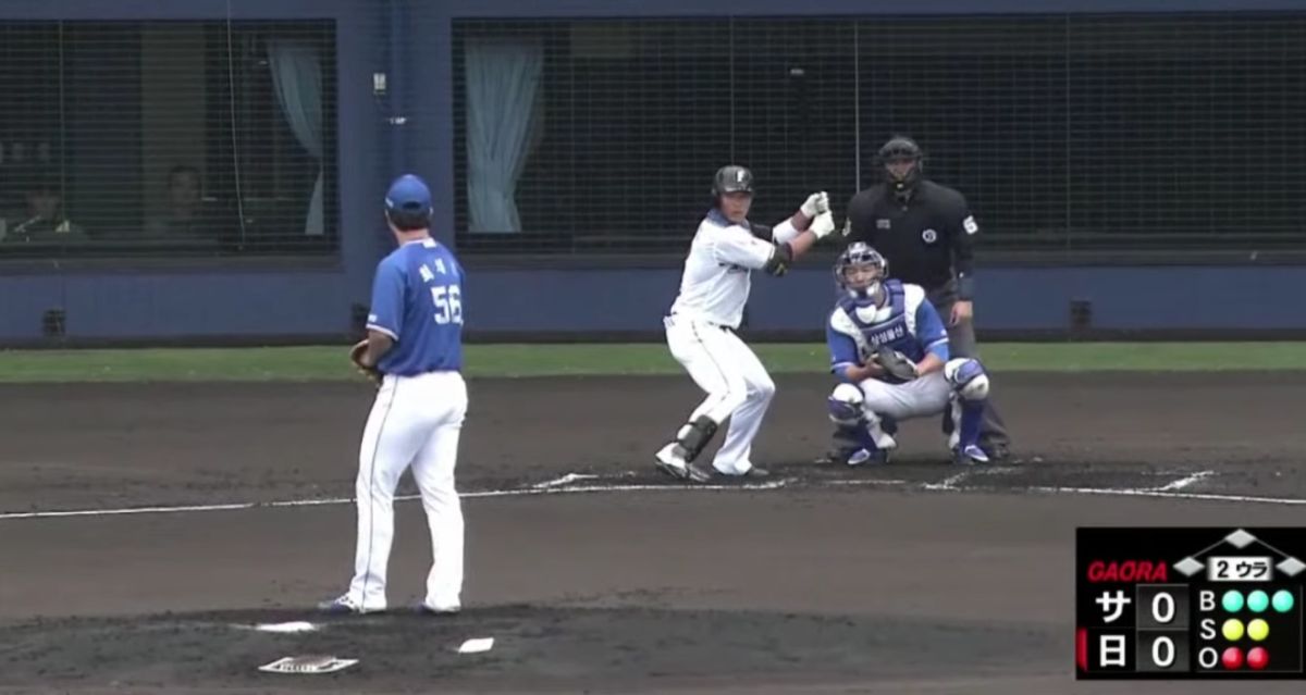 王柏融敲滾地球。（圖／取自GAORA)
