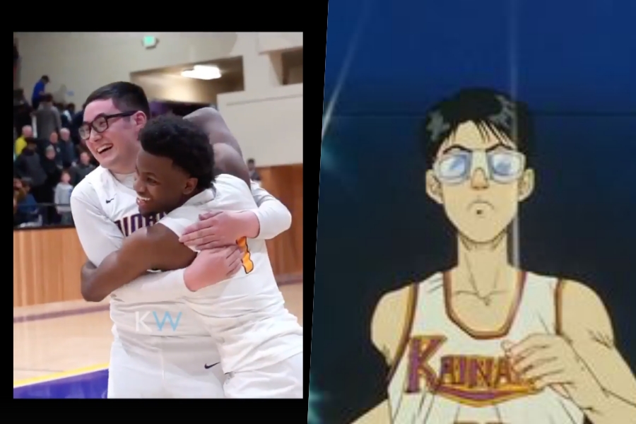 Dominic Stevens（左）被隊友擁抱，堪稱是真人版灌籃高手海南隊宮益義範（圖／取自Bleacher Report)