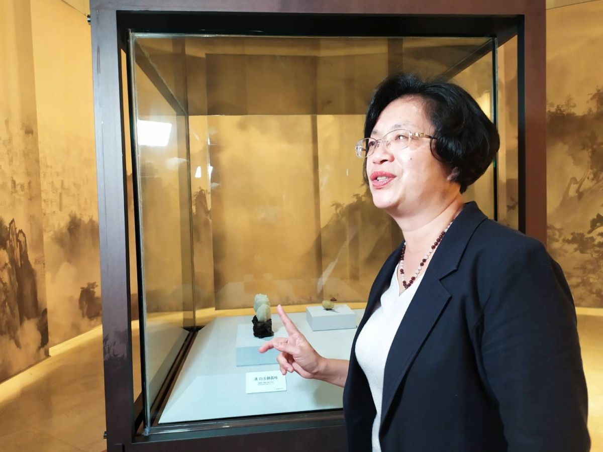 ▲「故宮國寶遊彰化」目前正展出黃玉鴨、白玉錦荔枝兩件院藏文物，彰化縣長王惠美表示，展場已做好周全防疫準備，歡迎鄉親前來欣賞國寶。（圖／記者葉靜美攝，2020.02.22）