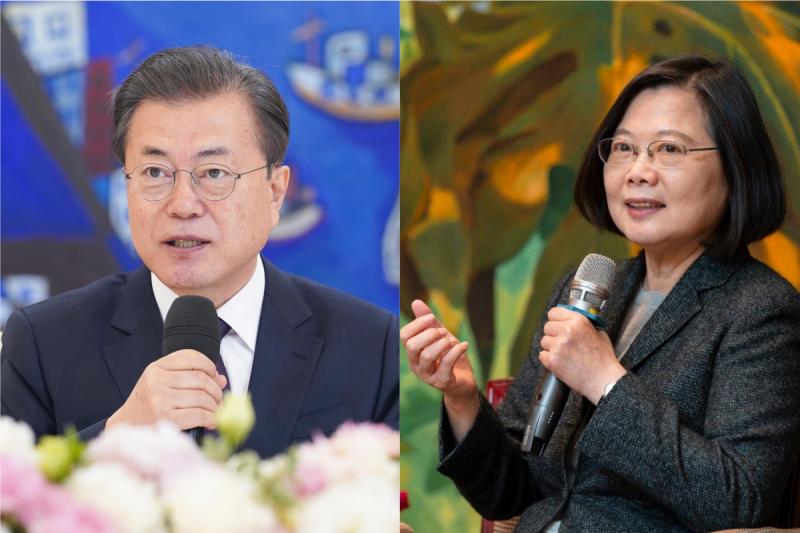 ▲南韓總統文在寅（左）與台灣總統蔡英文（右）。（合成圖／翻攝推特）