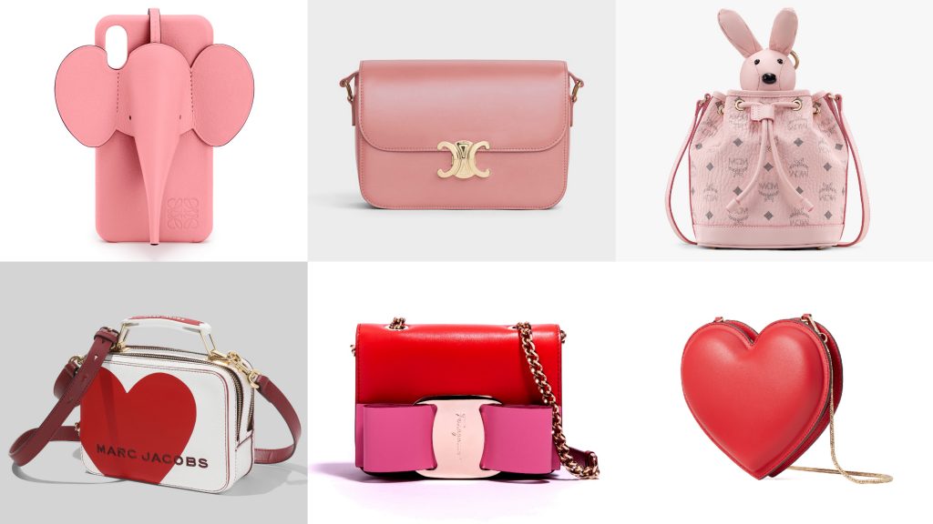 ▲粉紅愛心就是經典不敗，最容易討好女友的指標。（圖／LOEWE、CELINE、MCM、MARC JACOBS、Salvatore Ferragamo、Kate Spade）