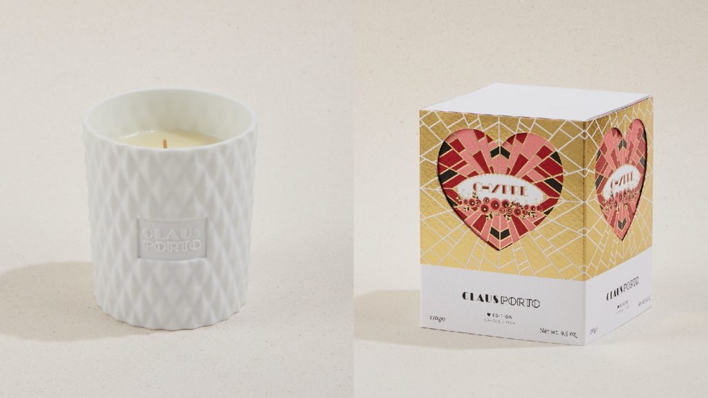 ▲CLAUS PORTO 菱紋白瓷香氛蠟燭 Heart Edition 270g NT$2,580。（圖／CLAUS PORTO）