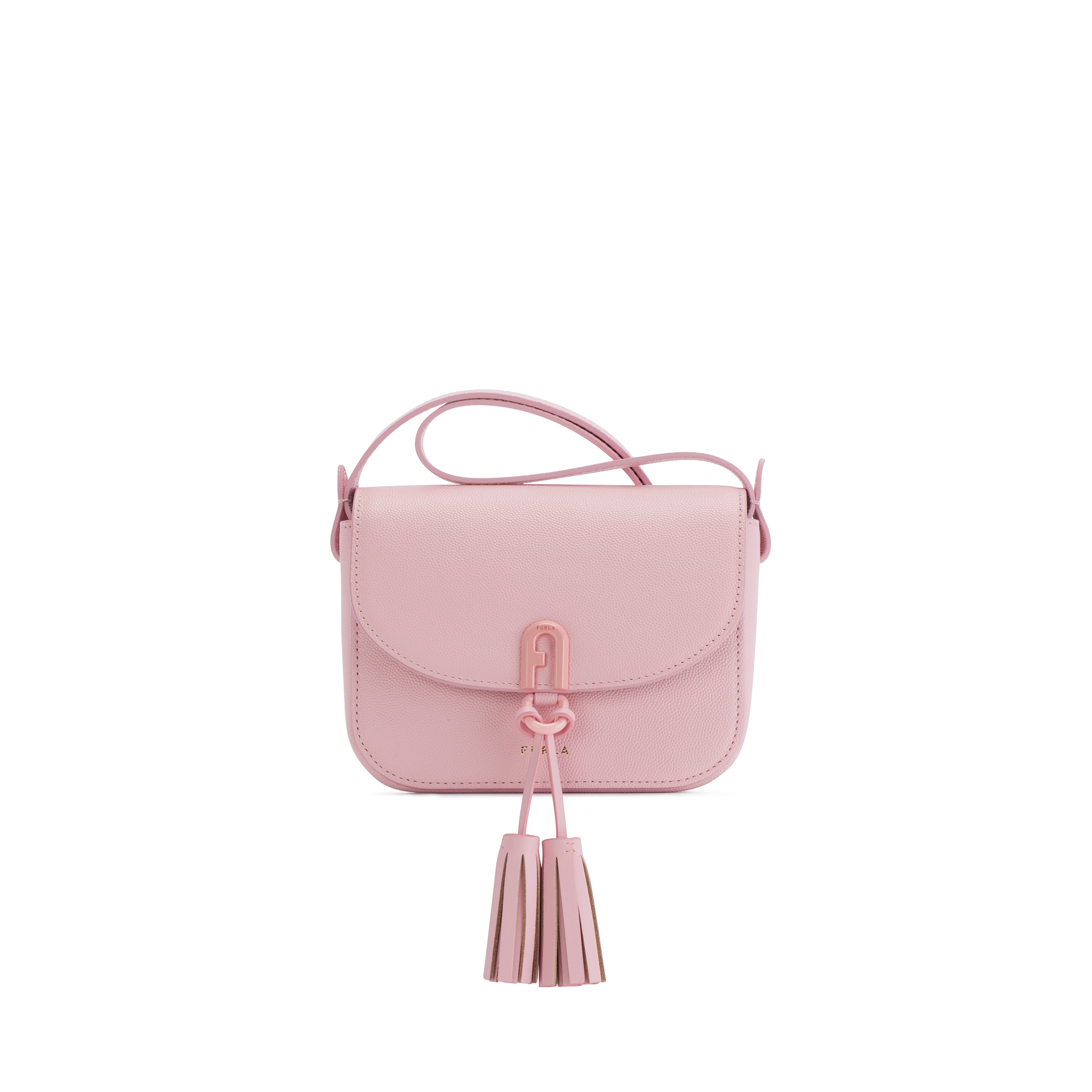 ▲FURLA 1927 Mini Crossbody 淺粉色迷你流蘇斜背包 NT$11,650。（圖／FURLA）