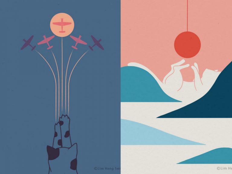 貓咪藏在哪？藝術家巧妙融合線條　畫出超萌「喵景圖」
