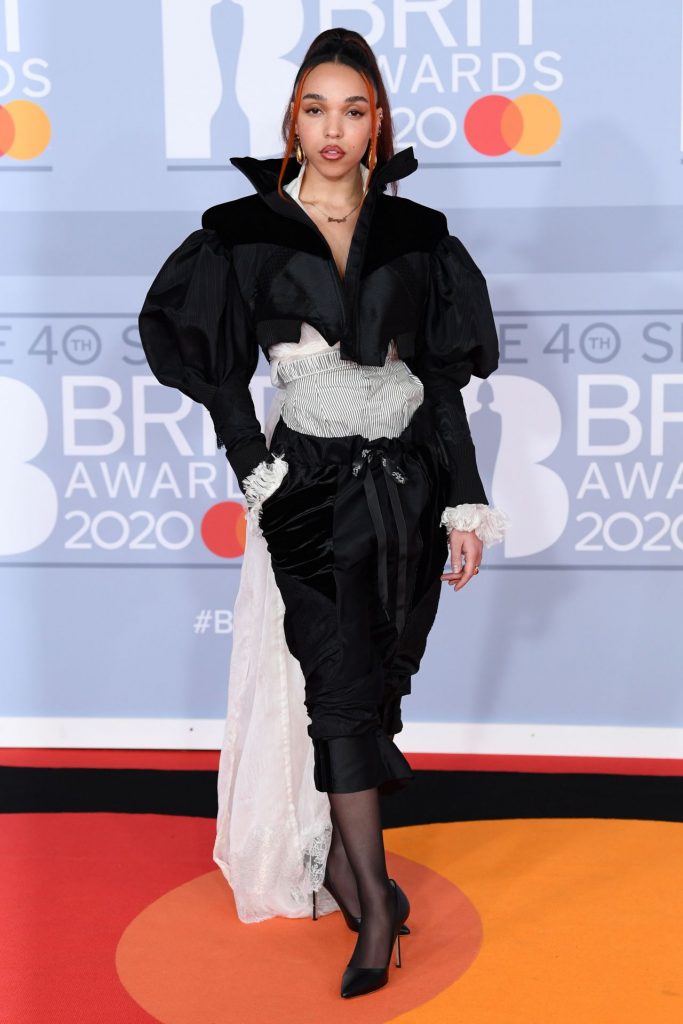 Mandatory Credit: Photo by David Fisher/Shutterstock (10559426ag)<br>FKA Twigs<br>40th Brit Awards, Arrivals, Fashion Highlights, The O2 Arena, London, UK – 18 Feb 2020