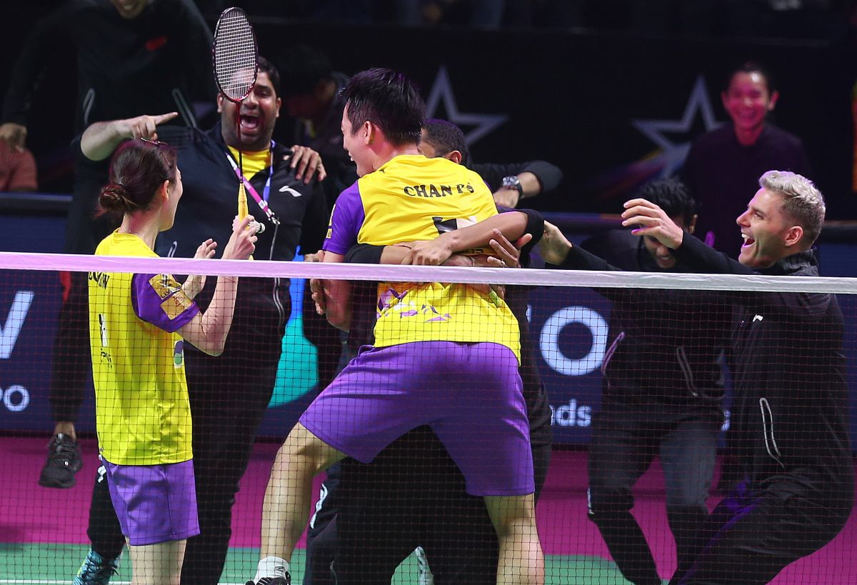 羽球賽事獲勝一刻。（圖／美聯社／達志影像）
