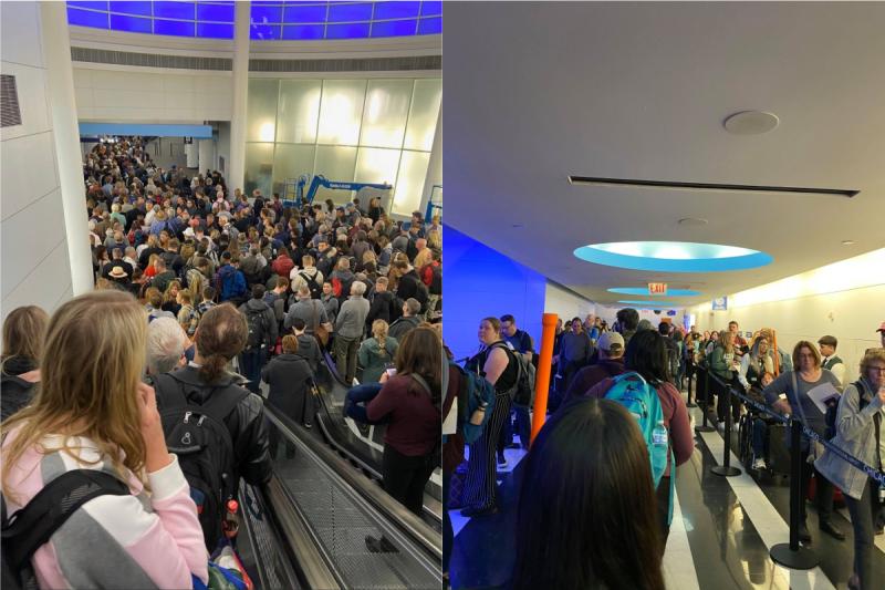 ▲美國芝加哥歐海爾國際機場（ O'Hare International Airport ）湧現大批入境旅客。（合成圖／翻攝推特）