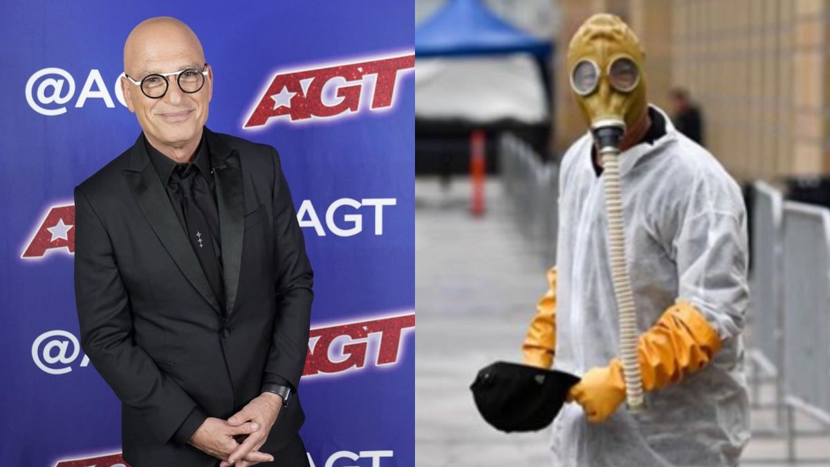 ▲加拿大主持人豪伊一張戴防毒面具看球賽的照片被網友罵翻。（圖／豪伊曼德爾IG）