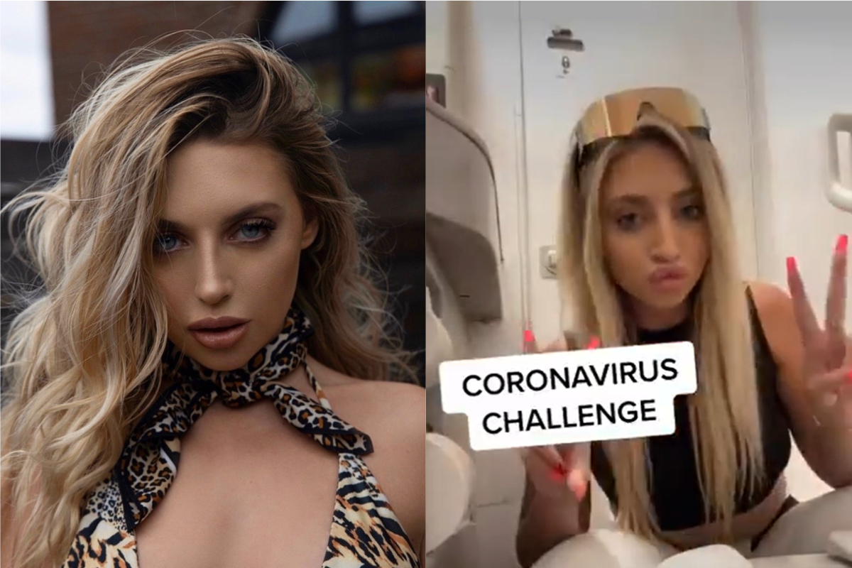 ▲美國網紅自拍「病毒挑戰」影片被砲轟。（合成圖／翻攝 @realavalouiise 推特）