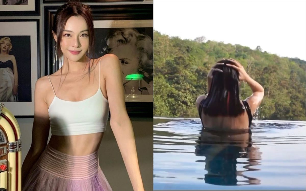 ▲李元玲背對鏡頭從水面浮出。（圖／翻攝李元玲IG） 