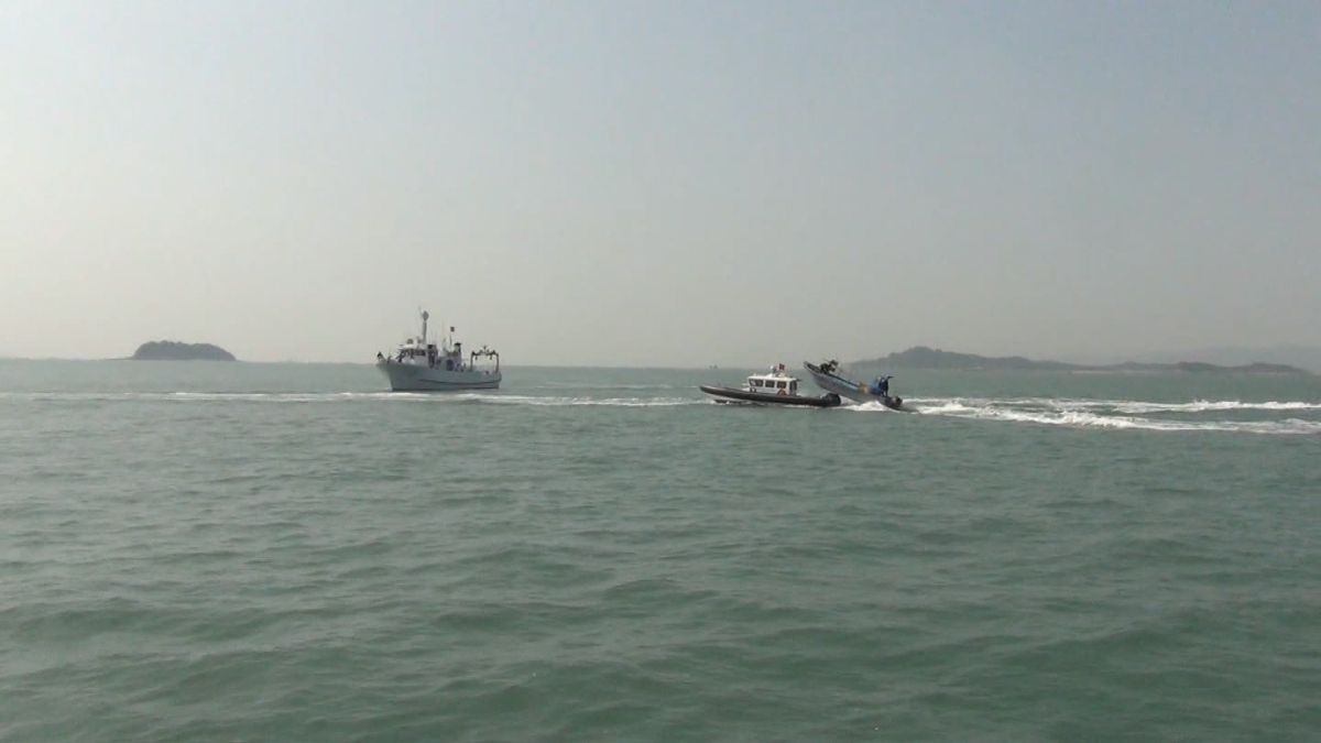 ▲大陸快艇惡意衝撞金門海巡隊CP-1022艇。（圖／蔡若喬攝, 2020.03.19）