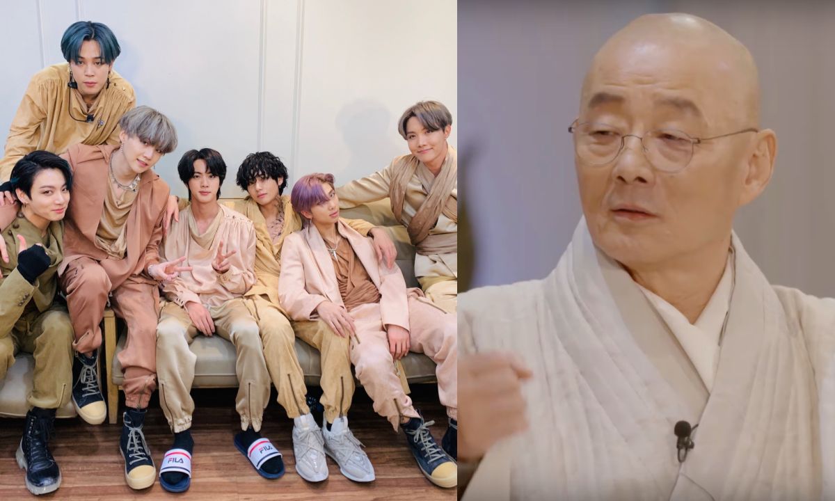 ▲明真法師也變成BTS粉絲。（圖／BTS Twitter、MBC YouTube）