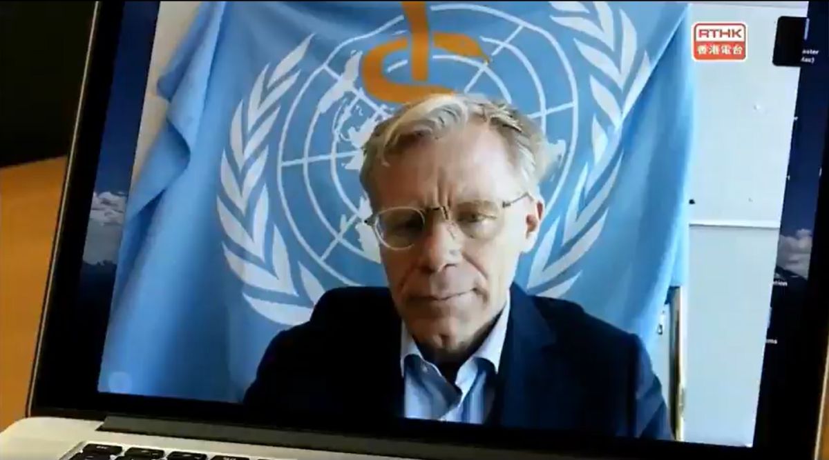 ▲ WHO 高級顧問艾沃德先前接受香港媒體訪問時，一聽到台灣就斷訊，而引發外界討論。（圖／翻攝推特）