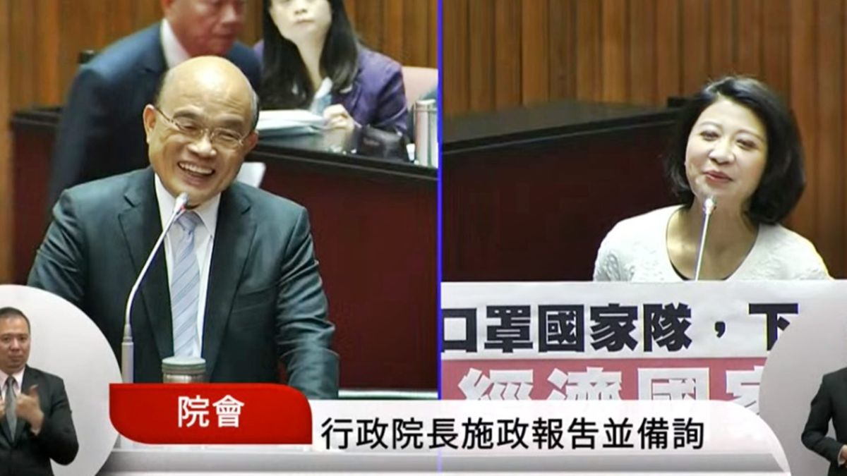 行政院長蘇貞昌31日在立法院答詢。（圖 / 立法院議事系統）