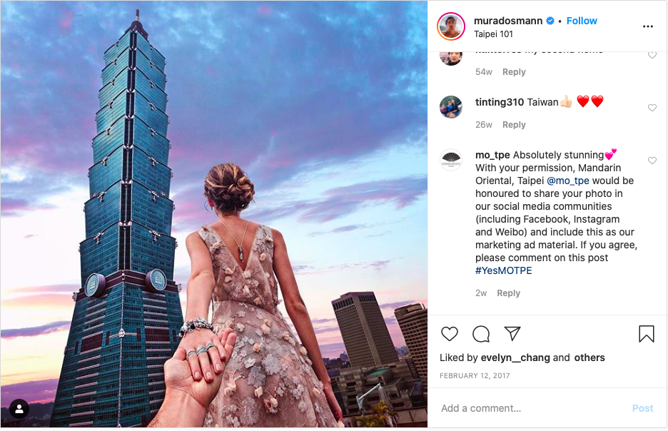 ▲The “Follow Me To” couple had visited Taiwan in 2017 (Screengrab from Murad Osmann’s Instagram)