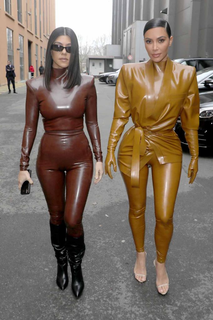 PARIS, FRANCE – MARCH 01: (EDITORIAL USE ONLY) Kourtney and Kim Kardashian attend the Balenciaga show as part of the Paris Fashion Week Womenswear Fall/Winter 2020/2021 on March 01, 2020 in Paris, France. (Photo by Pierre Suu/Getty Images)