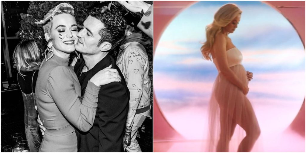 ▲凱蒂佩芮（左圖左、右圖）順利產下女兒，奧蘭多布魯發文報喜。（圖／取自Dailymail）