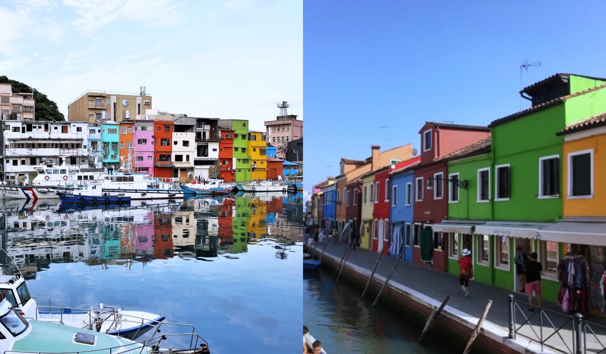 ▲基隆正濱漁港(左)、義大利威尼斯彩色島(右)。(圖/基隆旅遊網、編輯Elaine攝)