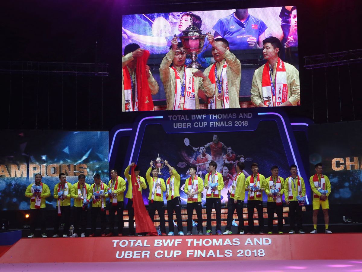 中國大陸羽球隊勇奪優霸盃冠軍。（圖／美聯社／達志影像）