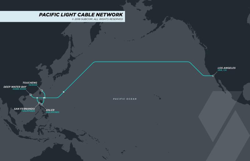 ▲跨太平洋海底光纖網全長約1.2萬公里。（圖／Facebook@Pacific Light Data Communication）