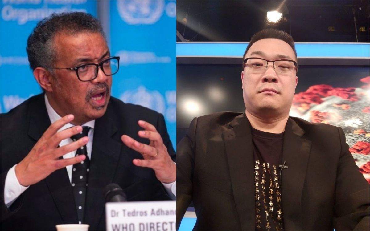 ▲朱學恆（右）開嗆譚德塞（左）。（圖／翻攝朱學恆臉書、 WHO 推特） 