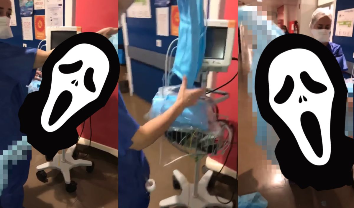 ▲中國大陸捐贈防護衣給法國，不過實穿畫面曝光，卻讓全場網友看傻。（圖／翻攝自 Cyril Navarro-Diaz 臉書 ）
