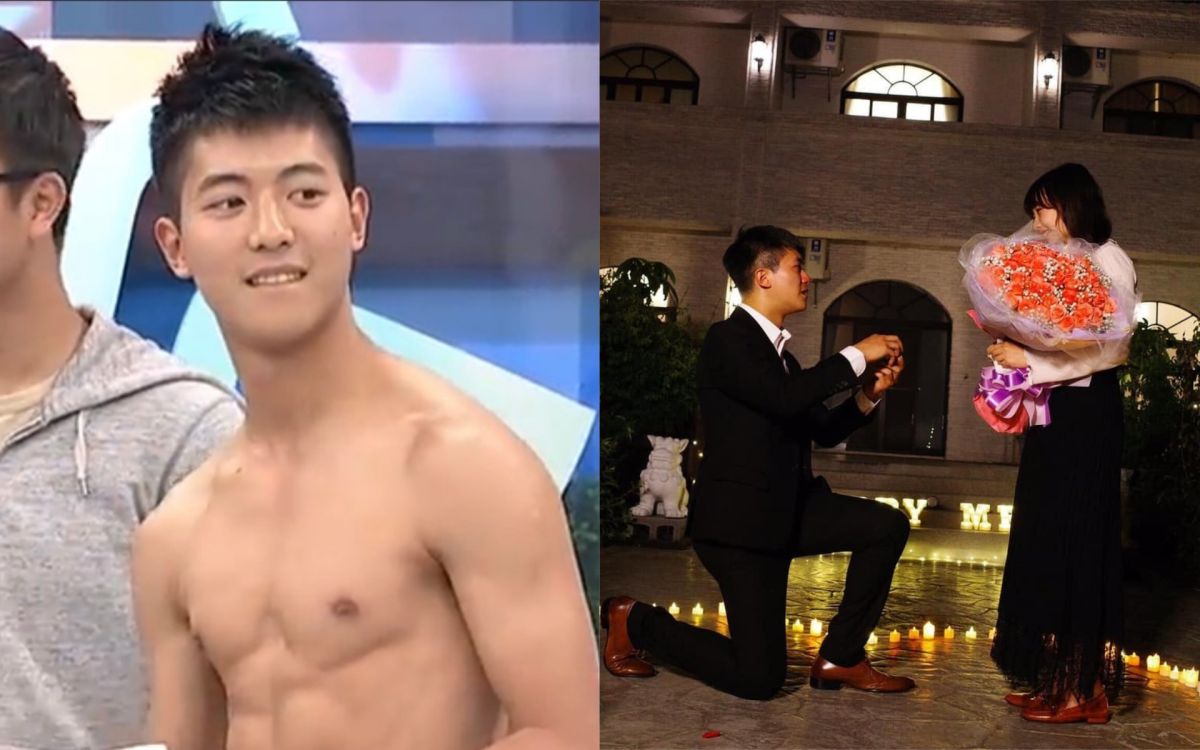 ▲《康熙來了》最帥消防員柏翰向女友求婚。（圖／翻攝柏翰臉書、我愛貓大Youtube ） 