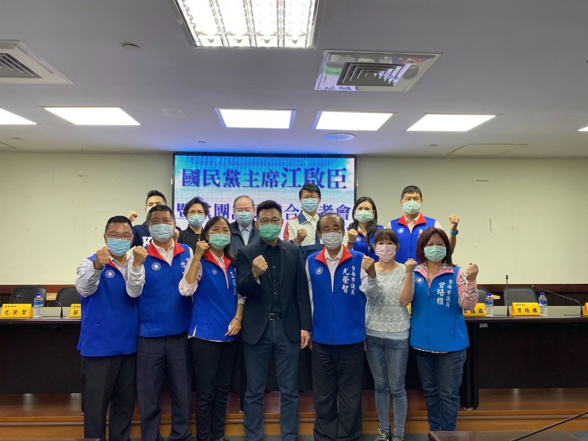 ▲國民黨黨主席江啟臣今（14）日拜訪台南市議會國民黨團。（圖／記者陳聖璋攝，2020.04.14）