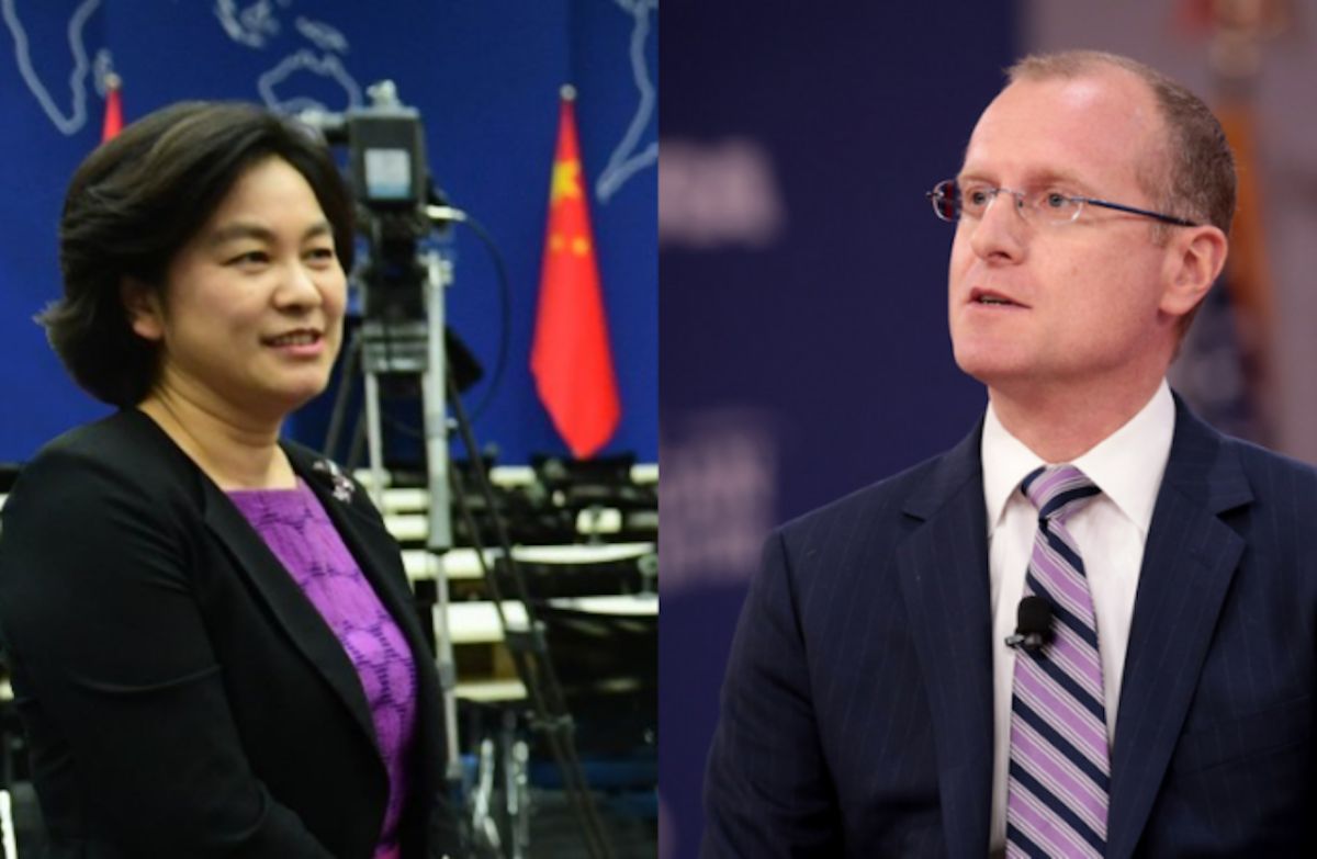 ▲中國外交部發言人華春瑩、美國 FCC 專員卡爾。（圖／翻攝自 The Libertarian Republic ）