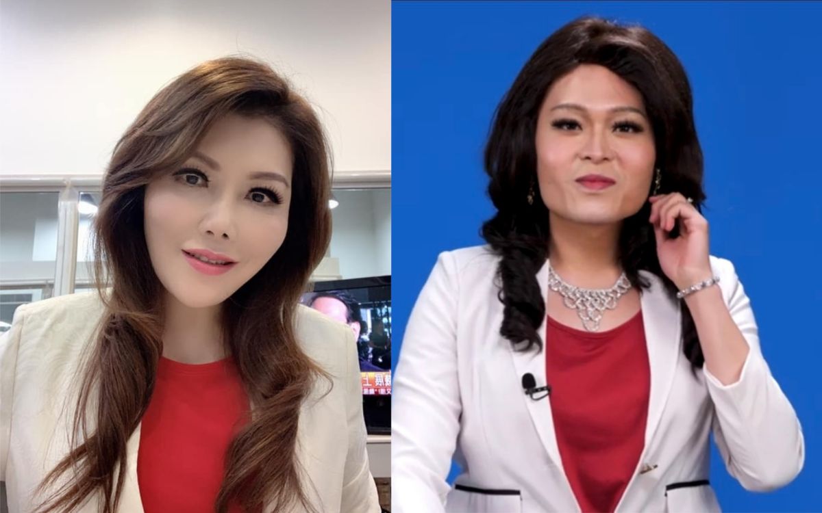 ▲又仁（右）模仿張雅琴播報新聞。（圖／翻攝又仁、張雅琴臉書） 