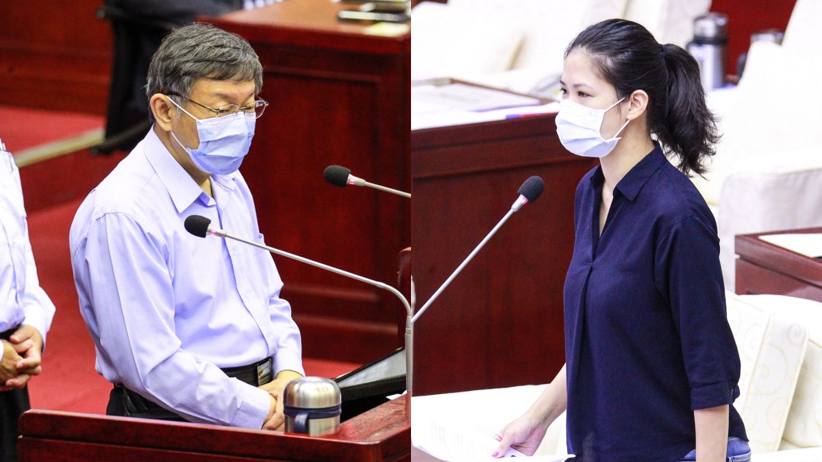 ▲無黨籍台北市議員林亮君在質詢台北市長柯文哲時，踢爆北流中心建設的土地是公園用地。（圖／記者葉政勳攝, 2020.4.17）